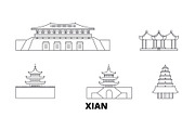 China, Xian line travel skyline set