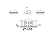 Congo line travel skyline set. Congo