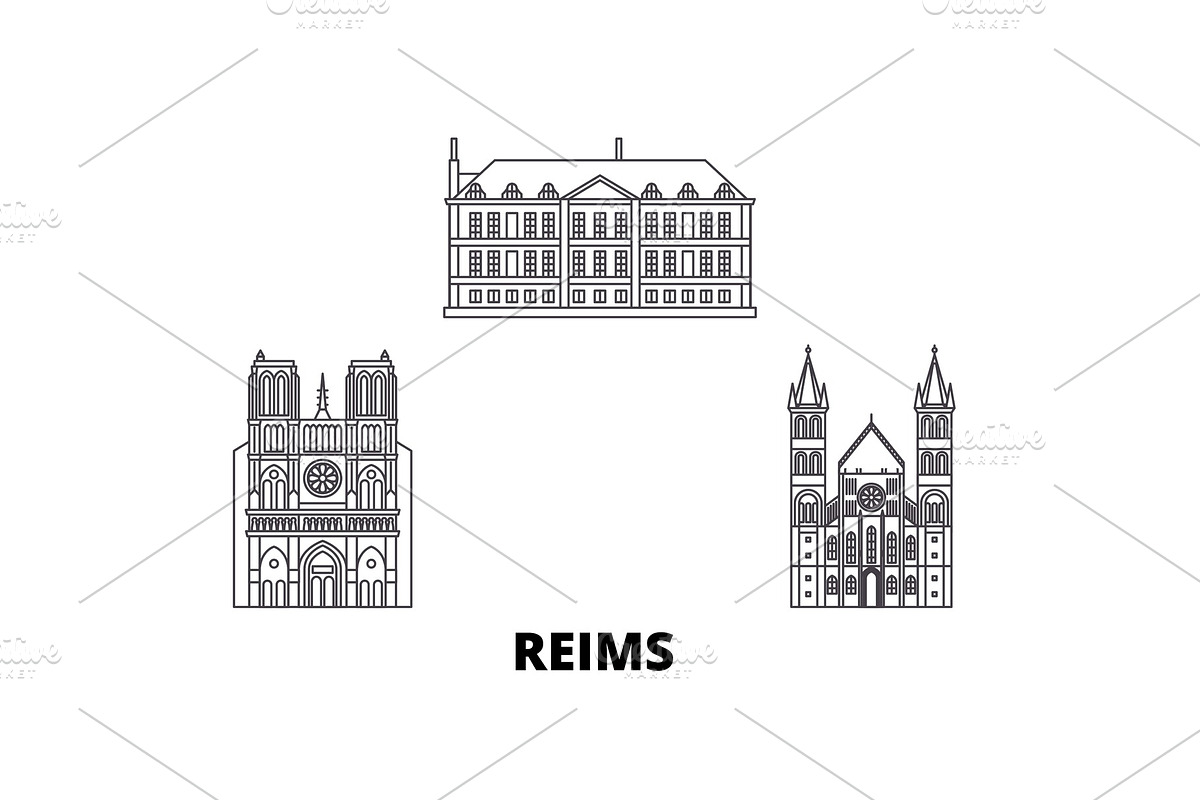 France, Reims line travel skyline in Illustrations - product preview 8