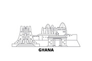 Ghana line travel skyline set. Ghana