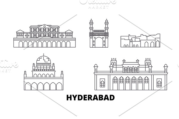 India, Hyderabad line travel skyline