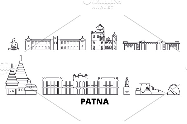 India, Patna line travel skyline set