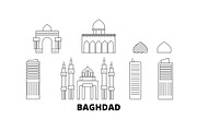 Iraq, Baghdad line travel skyline