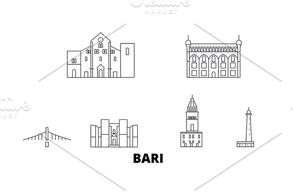Italy, Bari line travel skyline set