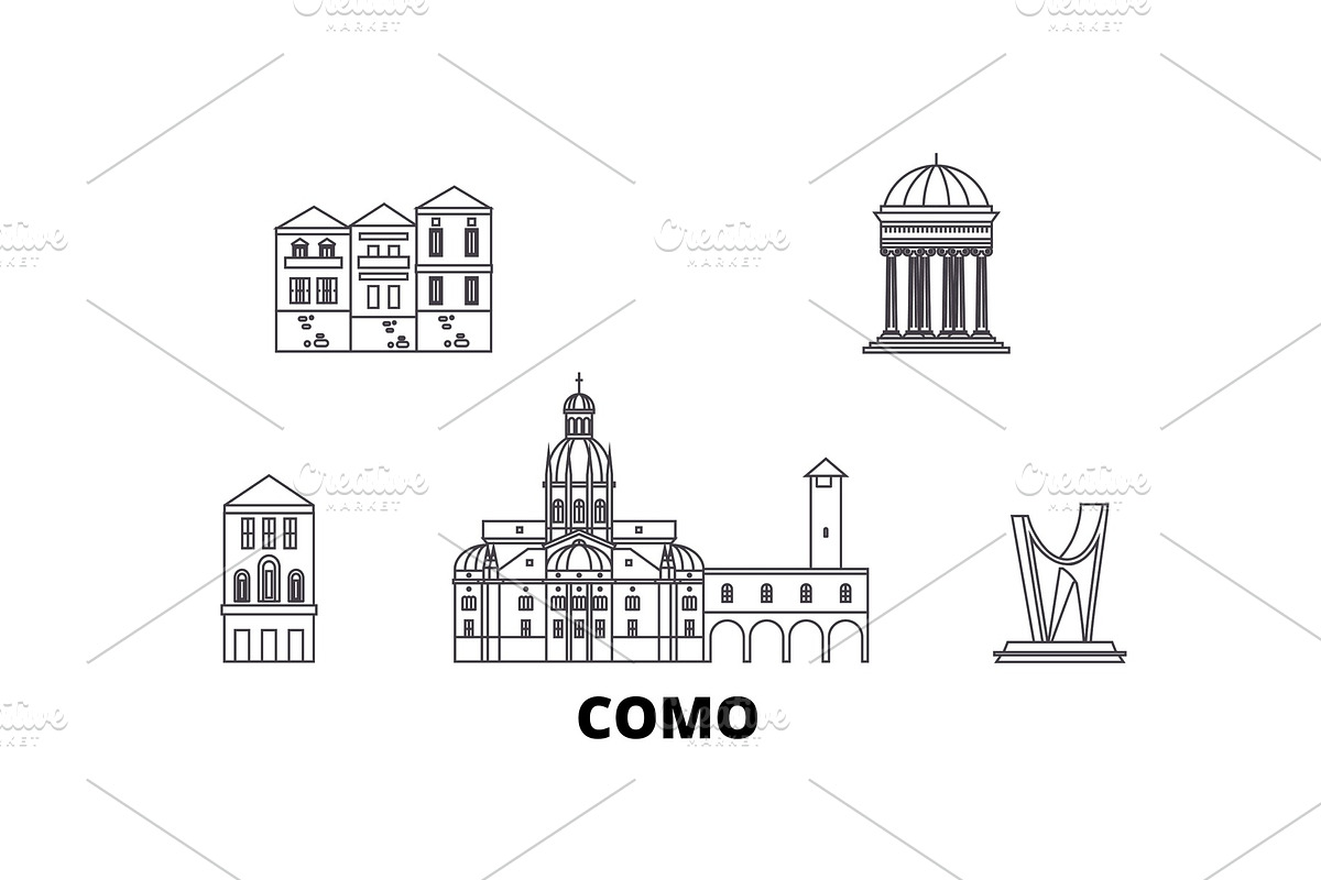 Italy, Como line travel skyline set in Illustrations - product preview 8