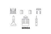 Italy, Genoa line travel skyline set