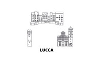 Italy, Lucca line travel skyline set