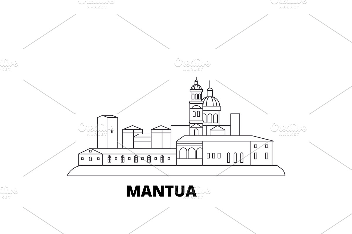 Italy, Mantua line travel skyline in Illustrations - product preview 8