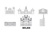 Italy, Milan line travel skyline set