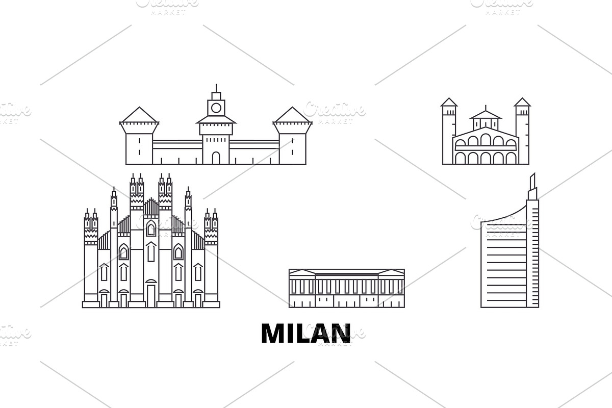 Italy, Milan City line travel in Illustrations - product preview 8