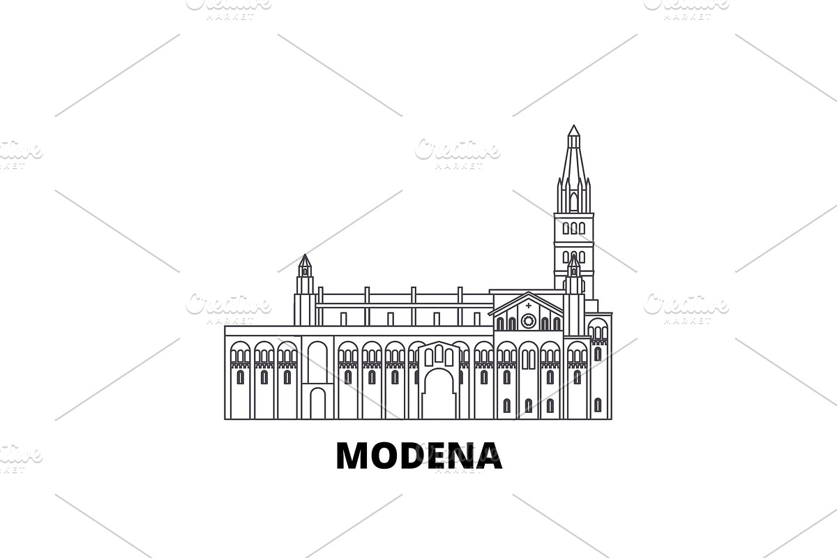 Italy, Modena line travel skyline in Illustrations - product preview 8