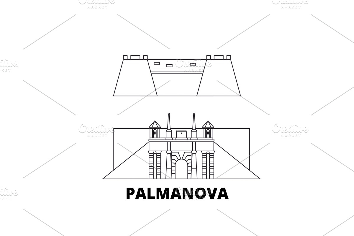 Italy, Palmanova line travel skyline in Illustrations - product preview 8