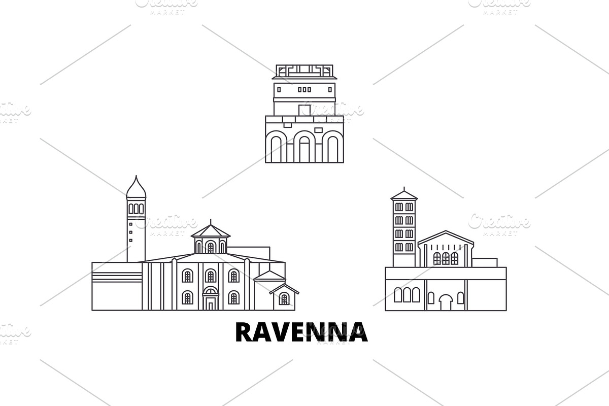 Italy, Ravenna City line travel in Illustrations - product preview 8