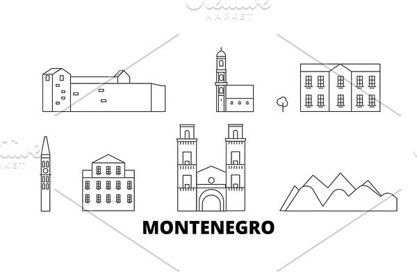 Montenegro line travel skyline set