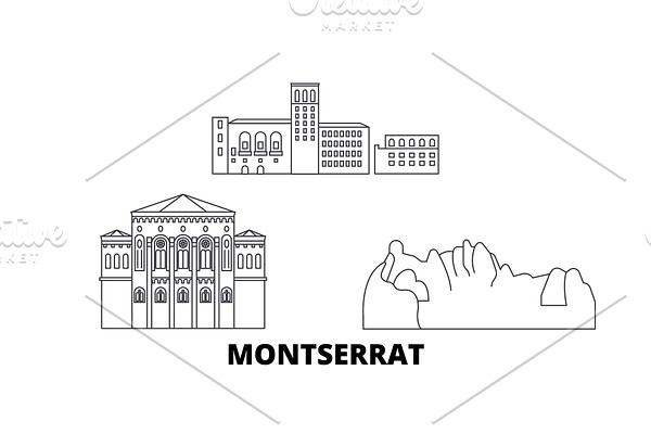 Montserrat line travel skyline set