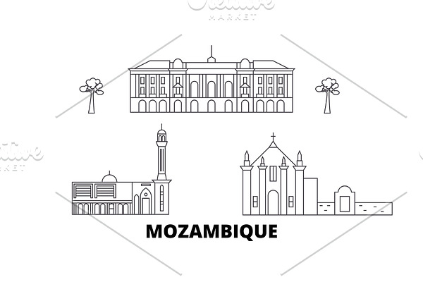 Mozambique line travel skyline set