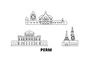 Russia, Perm line travel skyline set
