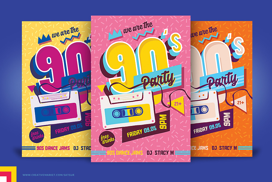 90s Party Flyer Template