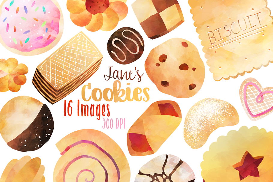 Watercolor Cookies Clipart Download