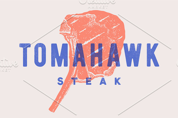 Steak, Tomahawk. Poster with steak