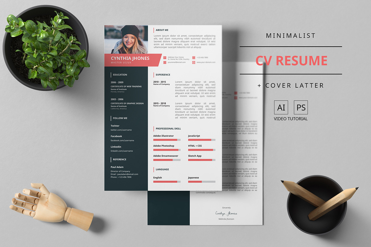 Simple resume template in Letter Templates - product preview 8