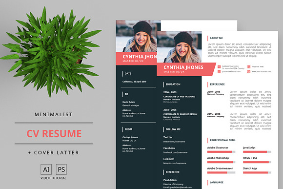 Simple resume template in Letter Templates - product preview 1