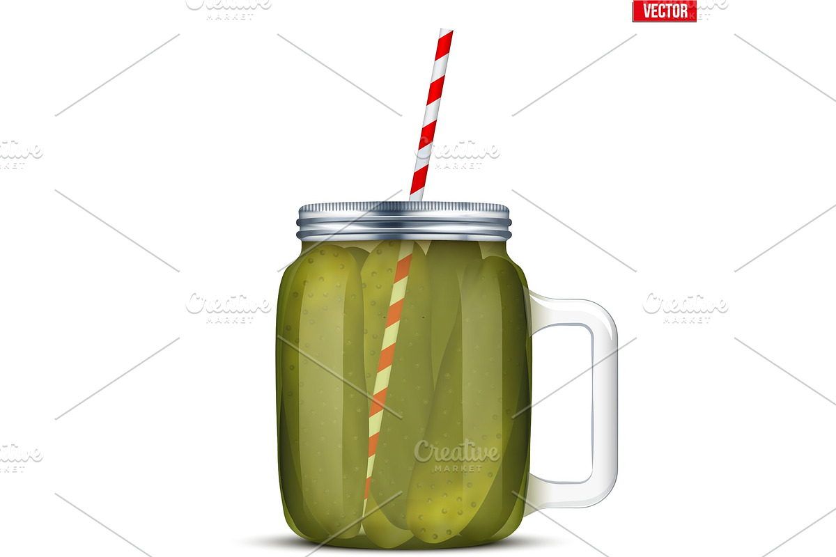 Pickled cucumbers in glass jar in Objects - product preview 8