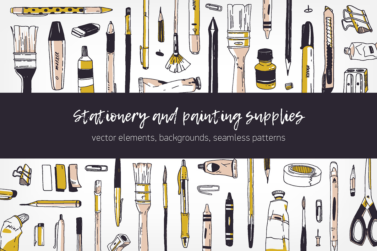 Stationery and painting supplies in Illustrations - product preview 8