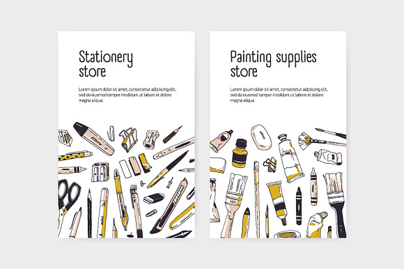 Stationery and painting supplies in Illustrations - product preview 4