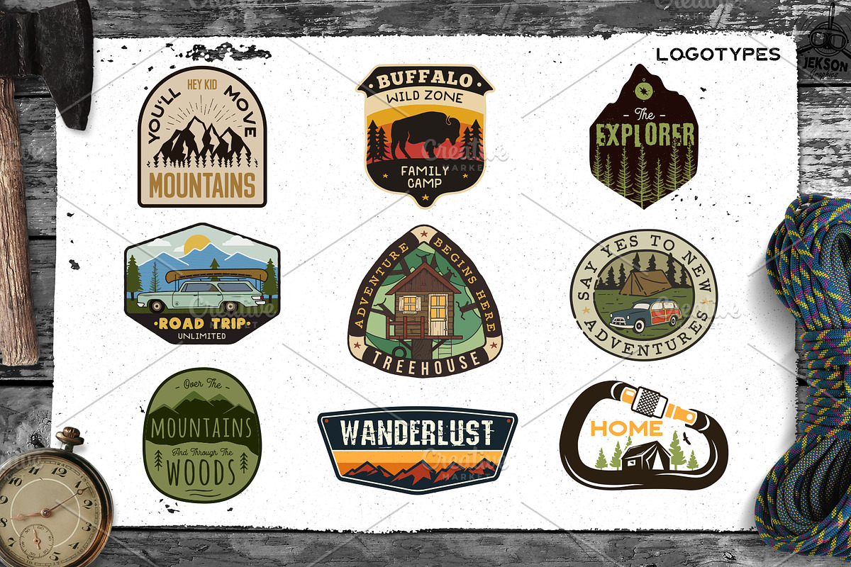 Retro Camp Badges / Patches. Part 3 in Logo Templates - product preview 8