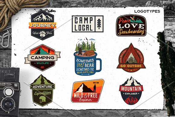 Retro Camp Badges / Patches. Part 3 in Logo Templates - product preview 1