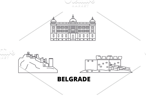 Serbia, Belgrade line travel skyline