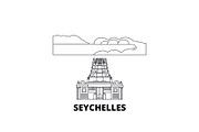 Seychelles line travel skyline set