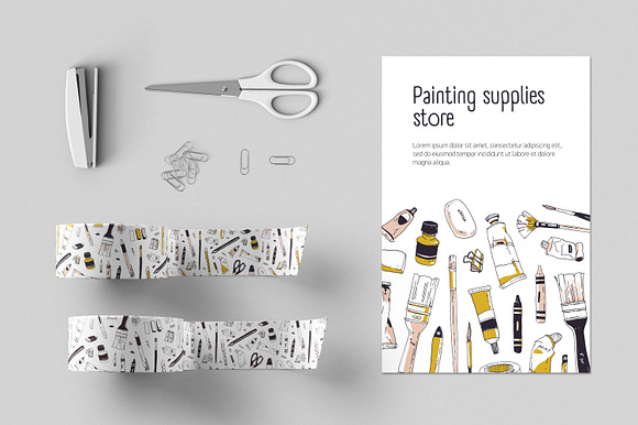 Stationery and painting supplies in Illustrations - product preview 18
