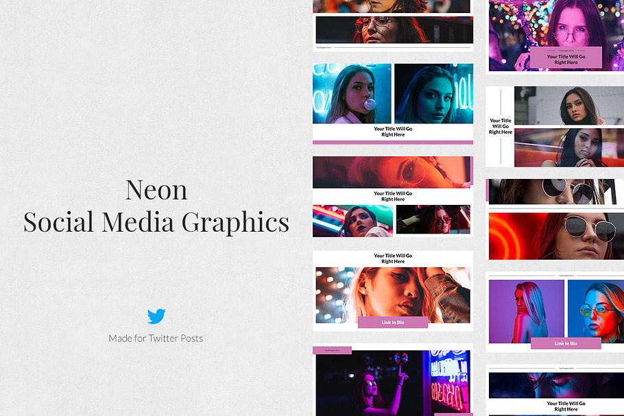 Neon Twitter Posts in Twitter Templates - product preview 8