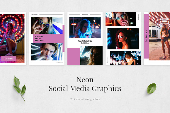 Neon Pinterest Posts in Pinterest Templates - product preview 1