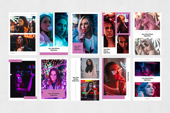 Neon Pinterest Posts in Pinterest Templates - product preview 7
