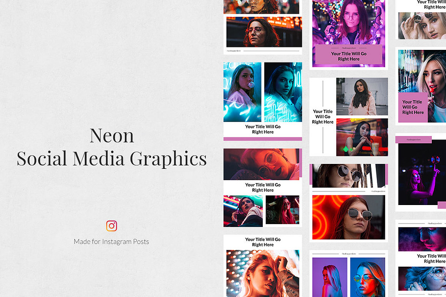 Neon Instagram Posts in Instagram Templates - product preview 8