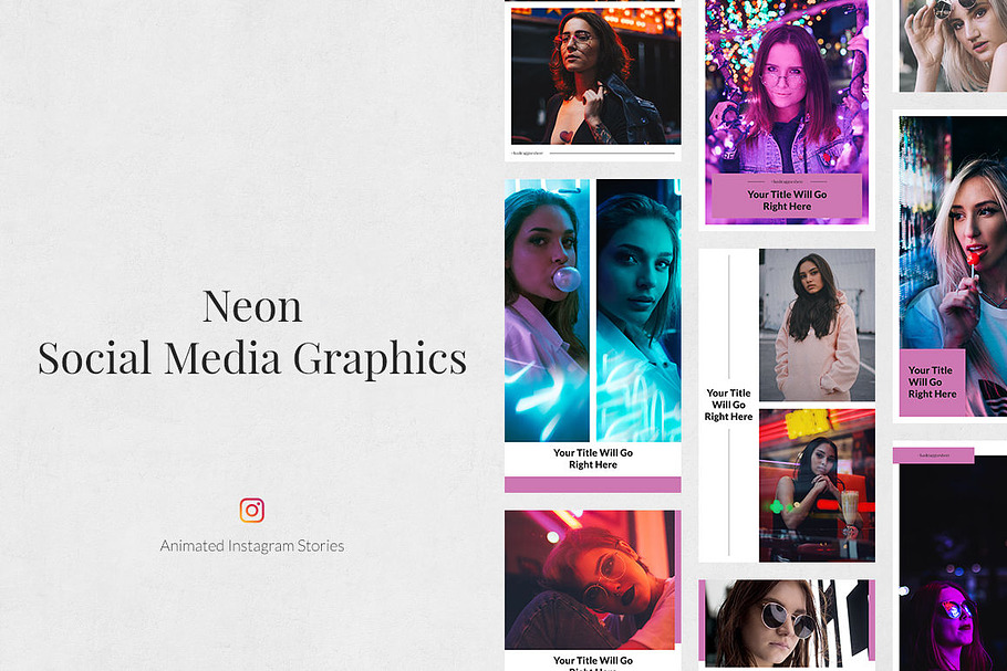 Neon Animated Instagram Stories in Instagram Templates - product preview 8