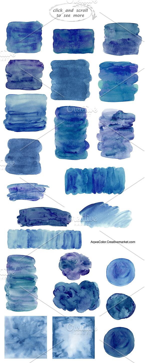 Blue & Navy brushstrokes & splashes in Textures - product preview 1