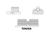 Tunisia line travel skyline set