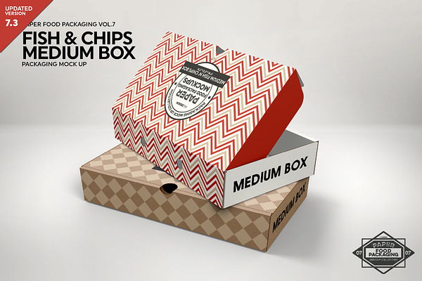 Medium Fish and Chips Box Mockup