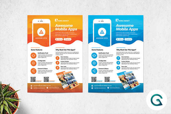 Mobile App Flyer Template in Flyer Templates - product preview 1