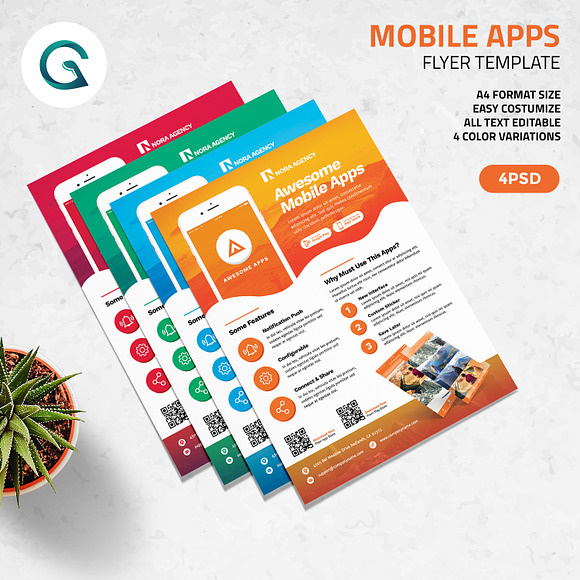 Mobile App Flyer Template in Flyer Templates - product preview 2