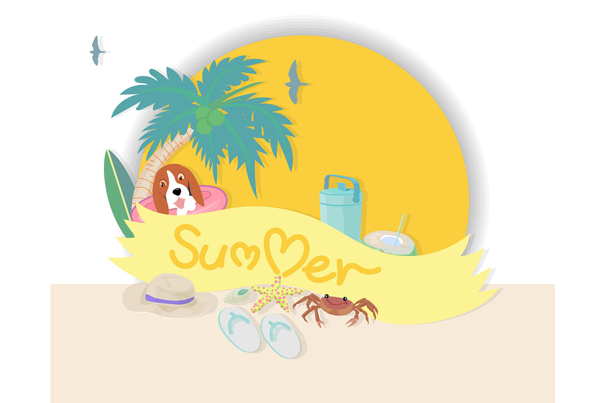 Summer time banner with typographic in Illustrations - product preview 8