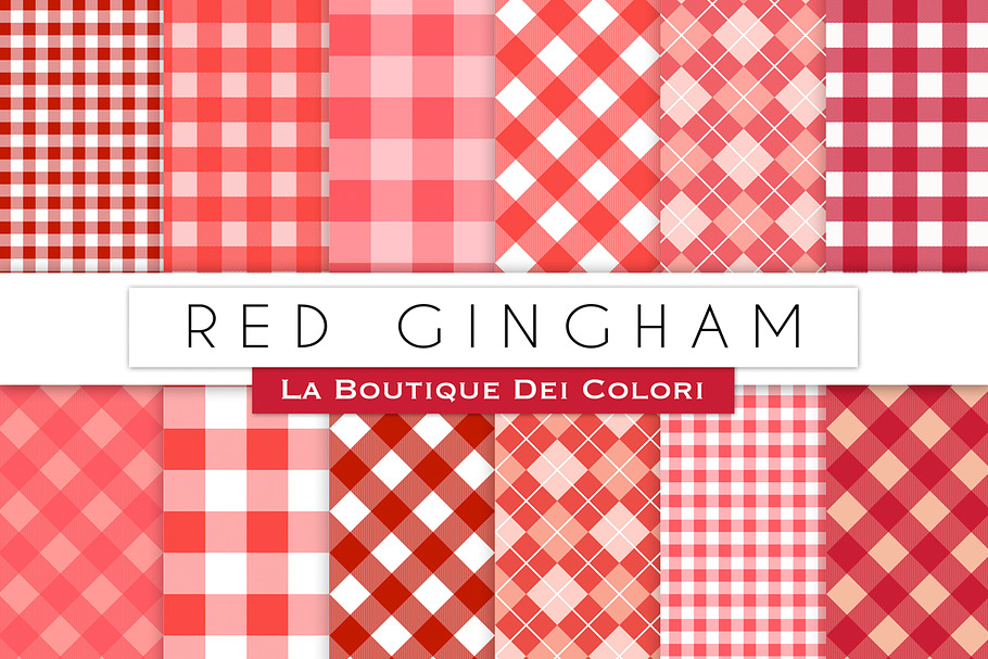 Red Gingham Digital Papers
