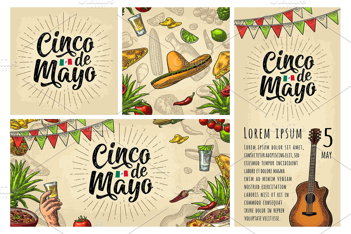 Cinco de Mayo lettering and mexican in Illustrations - product preview 8