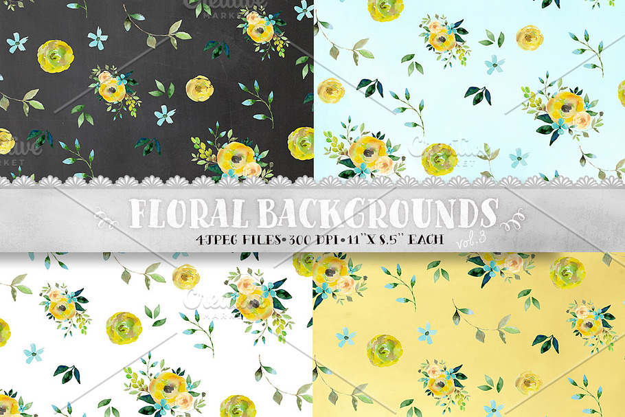 Floral patterns  - watercolor paper