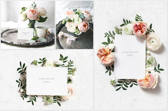 English roses wedding mockups photos in Print Mockups - product preview 1