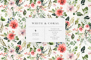 Watercolor White & Coral Patterns